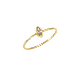 Celesta Gold Ring 375 Gold gelb Zirkonia weiß navette poliert Zarge Damen neu