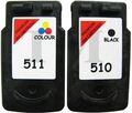 DRUCKER PATRONEN Kompatibel für Canon Pixma MX410 PG-510 Schwarz CL-511 Farbe