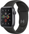 Apple Watch 5 GPS Alu Space Grey 40mm A2094 Black Silicon Band, NEU Sonstige