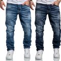 Herren Jeans Regular Straight Fit Denim Hose Destroyed A79084