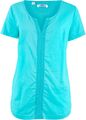 Halbarm-Bluse mit Spitzenbesatz Gr. 40 Aqua Damenbluse Top Shirt Oberteil Neu