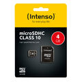 INTENSO microSDHC Card Speicherkarte 4GB mit Adapter Class 10