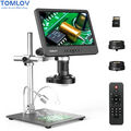 TOMLOV DM602 Pro 10.1" HDMI Digitales Münzmikroskop 2000x Pro Boom Arm Stand LCD