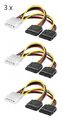 3x SATA Y-Kabel Stromkabel Adapter 4-pin Stecker an 2x SATA Festplatte Lüfter