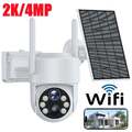 4MP Funk Solar Überwachungskamera Außen 2K PTZ Akku Wlan IP Kamera 2.4G Wifi PIR