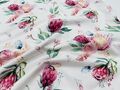 Bio Jerseystoff 124 X 82 Cm Blumen Pink Grün Floral Baumwolle Rest Stoffrest