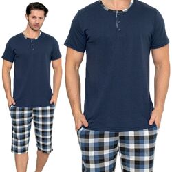 Herren Schlafanzug Pyjama DUMAN 100% Kurzarm + Shorts Baumwolle Nachtwäsche