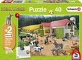 Schmidt Puzzle 56189 Ein Tag auf dem Bauernhof 40 Teile mit 2 Schleich Tieren
