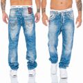 Cipo & Baxx Jeans Herren Regular Fit Hose Stylische Dicke Nähte 595 Blau 