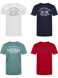 Tom Tailor Herren T-Shirt 4er Pack Rundhals Kurzarm Shirt Regular Baumwolle NEUSchwarz Weiß Grün Rot Blau Grau - S M L XL XXL 3XL