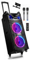 Moukey 10" Tragbare Karaoke Lautsprecher Maschine DJ Lichteffekt mit Mikrofon