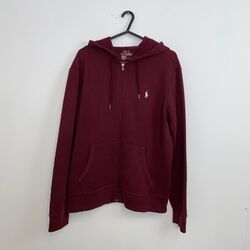 Polo Ralph Lauren Performance Hoodie mit durchgehendem Reißverschluss Herren Größe M burgundisches Logo Track.