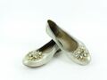 Caprice Damen Schuhe Ballerina 38 grau/silber Halbschuhe Slipper Leder (17609)