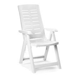 Hochlehner Klappsessel Klappstuhl Positionsstuhl 5-Positionen Weiß Kunststoff