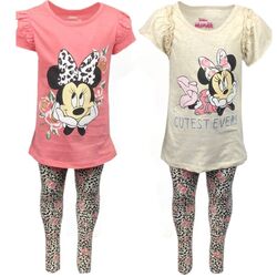 Mädchen Kinder Disney Minnie Maus T-Shirt Leggings Sommer Set Alter 3 4 5 6 7 Jahre