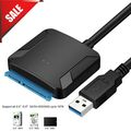 USB 3.0 ZU SATA III ADAPTER FÜR 2.5" 3.5" FESTPLATTE KABEL SDD HDD KONVERTER DE