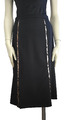Schwarzer 90s Vintage Damenrock Rock Leopardenmuster Black Skirt Elegant S 36
