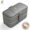 eSeasons Bento Lunchbox Vesperbox 2 ebene 4 Fächer auslaufsicher Edelstahlbestec