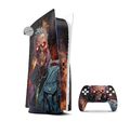 Playstation 5 PS5 Skin Aufkleber + Controller Schutz Folie Skins Zombie Fire