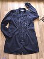 0039 Italy Bluse Longbluse dunkelblau Damen Gr. XL (38), Pailletten Top Zustand 