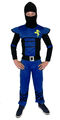 blaues Ninja Kostüm für Kinder - Größe 110-152 - blauer Ninja Kämpfer für Jungen
