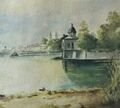 W. Erdmann (XX) schickes antik-Aquarell um 1930: " AM BODENSEE "