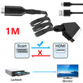 1m SCART zu auf HDMI Konverter Kabel HD Video Audio Adapter Wandler für DVD TV