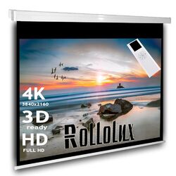 Rollolux Heimkino Beamer Motorleinwand 200 x 165 (194x145)cm 4:3 HDTV 3D 4K 96"