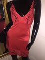 Reizwäsche Dessous Negligee Kleid Dress rot red Satin Spitze S 36 Slip gratis