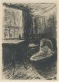 Max Liebermann - Kind im Wiegenkorb - Radierung 1890, signiert