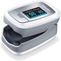 Beurer PO 30 Pulsoximeter für Herzfrequenz & Sauerstoffsättigung, grau/weiß, kle