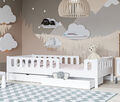 Jugendbett Kinderbett Funktionsbett 90x200 cm Weiß mit Schubladen Rausfallschutz
