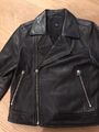 H&M EDITION LEDER BIKER JACKE GR.48 S-M SCHWARZ DICKES LEDER/Unisex/Damen/Herren