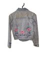 coole Jeansjacke Gr. 146 H&M  Mädchen Girl Blumen riesen Rücken Motiv Schriftzug