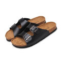 1Paar Ledersandalen schwarz Hausschuhe Pantoletten Damensandale Herrensandale DE