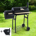 RAMROXX® BBQ XL Smoker Holzkohle Barbecue Grill RX970 Schwarz mit Abdeckung