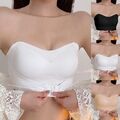 Damen BH Push-Up Bra Vorne Verschluss Bandeau Trägerlos Schulterfrei Unterwäche