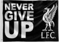 Liverpool FC Groß Schwarz Never Give Up 5ft X 0.9m Fußballverein Mast Flagge