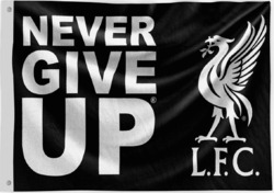 Liverpool FC Groß Schwarz Never Give Up 5ft X 0.9m Fußballverein Mast Flagge