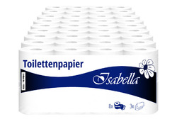 72 Rollen Toilettenpapier Klopapier 3-lagig / 250 Blatt Zellstoff weiß Großpack