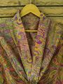 Midi Kimono Reine Seide Robe Knielang Abendkleid Bademantel Beige MKMO1544