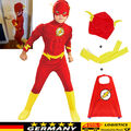 DE Kinder Die Flash Muskel Brust Kostüm Jungen Superheld Cosplay Jumpsuit Outfit