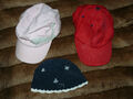 Drei Kappen Mützen Caps rosa rot blau Mädchen Damen Kinder Schirm Häkel #80