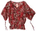 Tunika Bluse Shirt Sommer floral Print Gummizug Hüfte  Gr. L, XL Rot Schwarz u.a