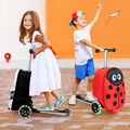 26L 2 in 1 Kinderkoffer & Scooter mit LED Rädern Kindertrolley mit Bremse