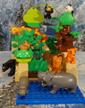 Lego Duplo  Gebirge mit Tieren Panda Affen Pflanzen Nilpferd Tiger (GB1)