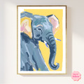 Gelber Elefant Wandkunstdruck - Trendige Tiere Original Kunstwerk Poster