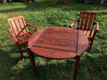 Gartentisch rund 2 Stühlen mit Armlehne frisch restauriert neue gestrichen