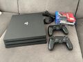 Sony PlayStation 4 Pro 1TB - Schwarz / FW: 9.03 / 2 Controller / + SPIELE / TOP!