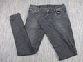 Nudie Jeans Herren W31 L32 schwarz normal dünn Leinen Logo Bio Baumwolle Stretch